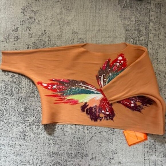 🧡3/15 NWT Bundle x 2 Orange Butterfly Top + Pink Top Women's L - Picture 5 of 16